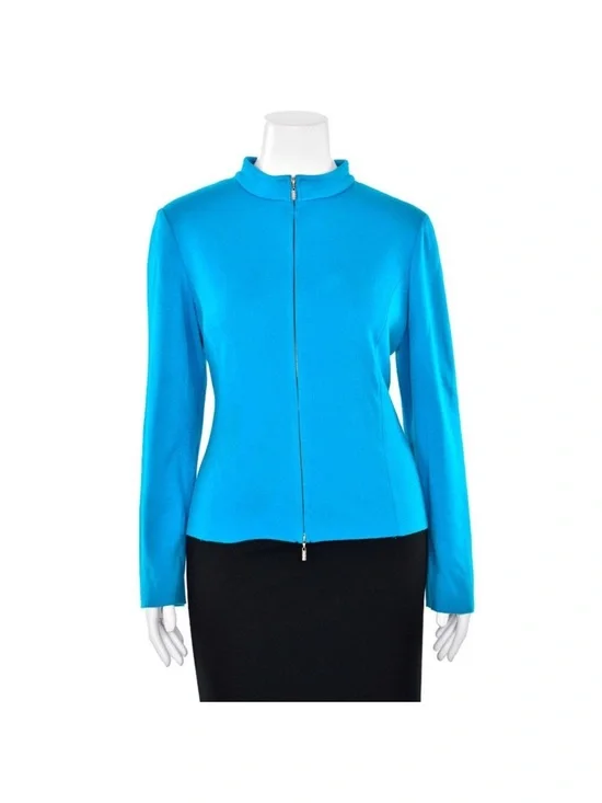 St. John Knits for Nordstrom's Milano Knit Zip-Up Jacket sz 10 - Picture 2 of 12